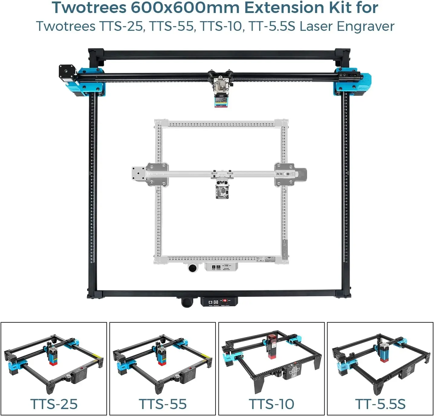 Imagem -06 - Kit de Atualização para Gravação a Laser Expansão do Gravador a Laser Desktop Faça Você Mesmo Moldura de Perfil de Alumínio 400 mm 600 mm para Tts55 Pro Tts10 Pro