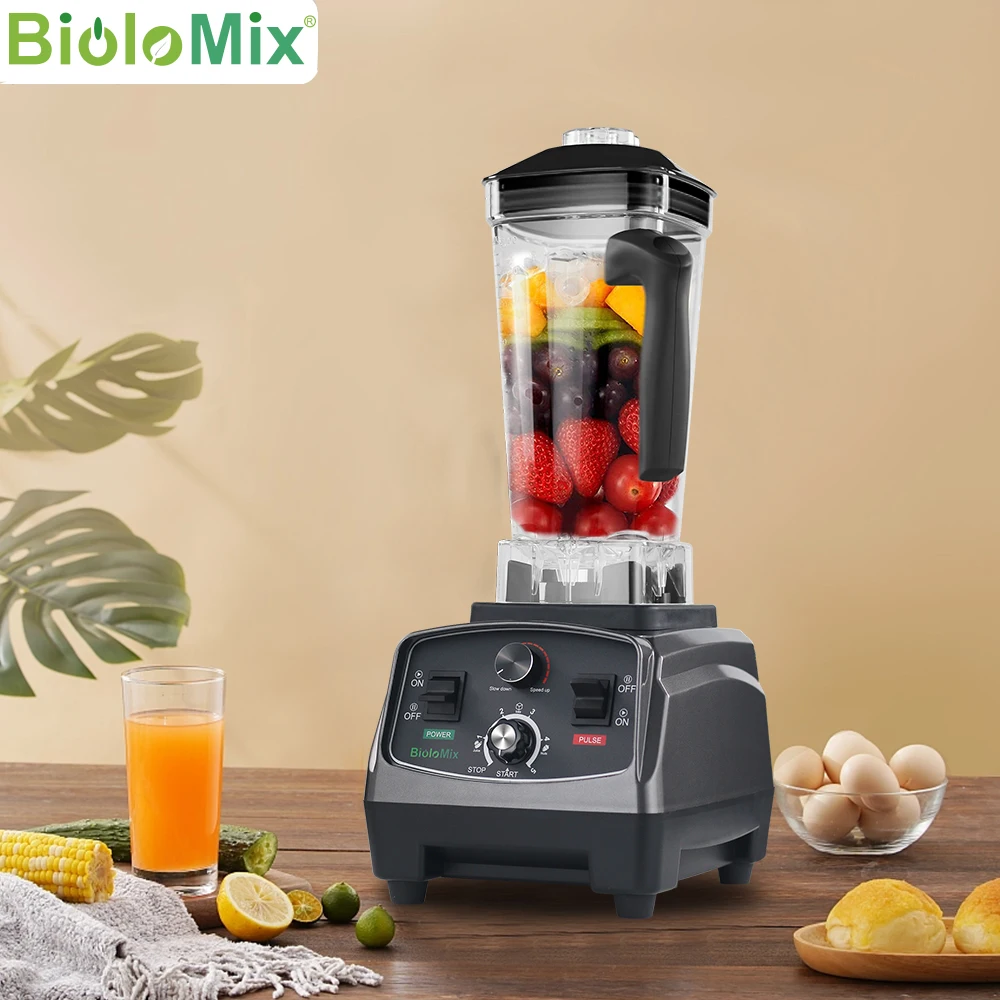 Biolomix bpa livre 2200w temporizador de grau comercial misturador liquidificador automático resistente frutas processador alimentos triturador gelo