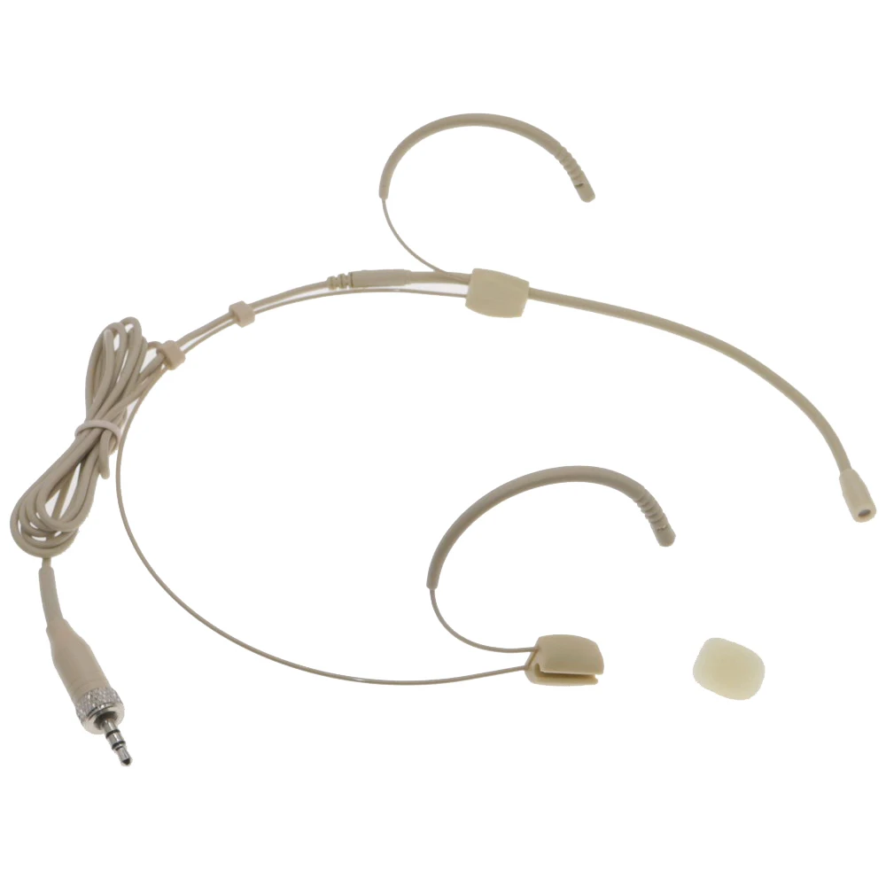 Beige Headset Omni-directional Condenser Headworn Microphone For Sennheiser Wireless System With Bodypack Transmitter