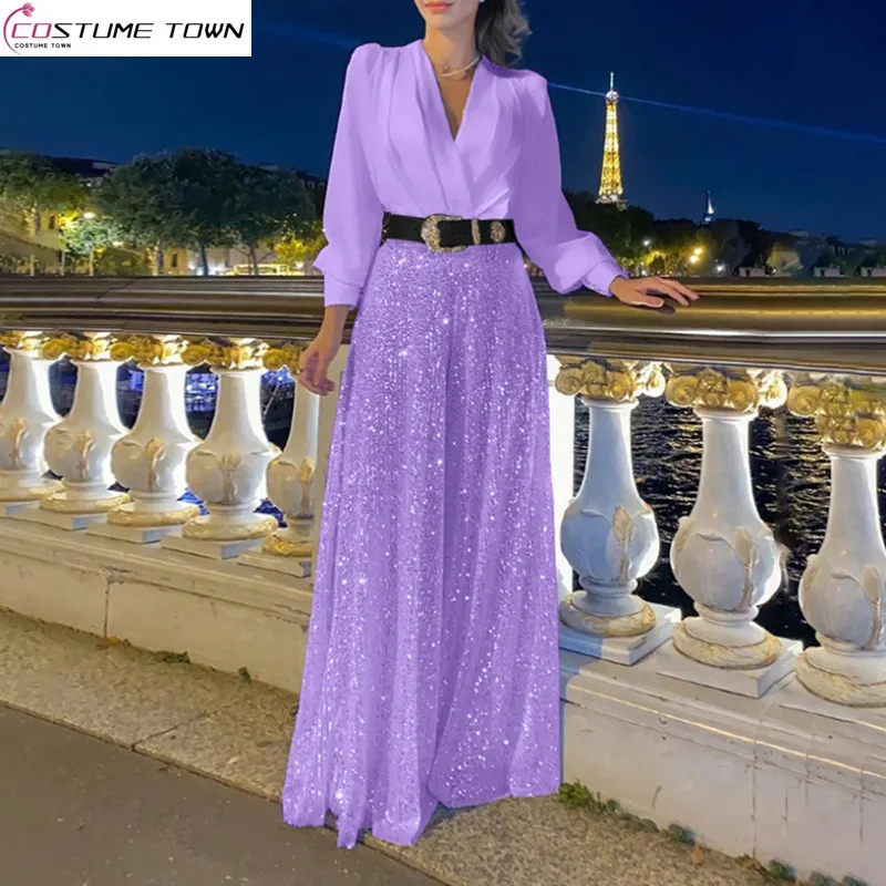 

Summer European and American style new fashionable and elegant sequin decoration slim fit jumpsuit