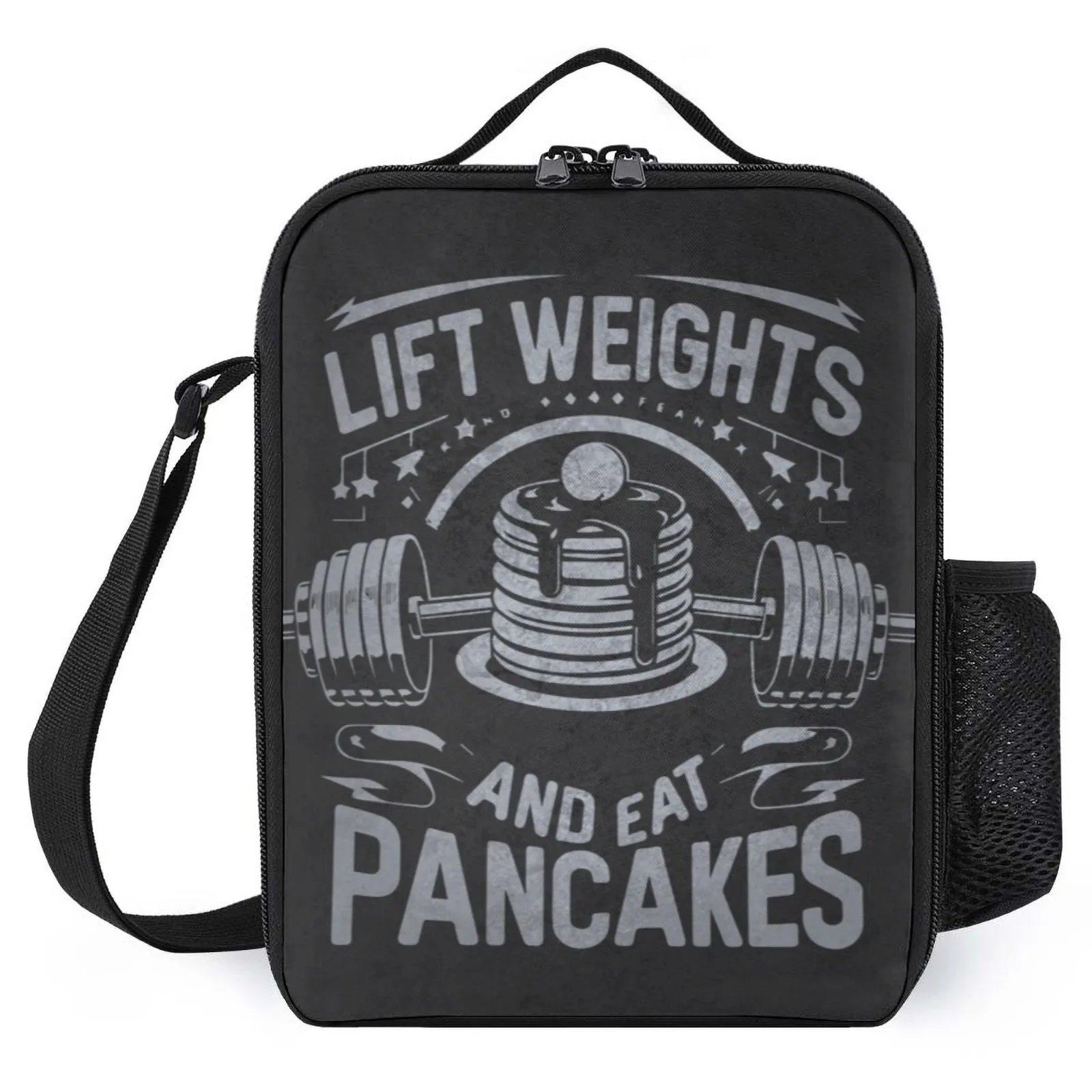Lift Weights And Eat Pancakes Lonchera Printed Lunch Bag With Cooler Lunch Boxes For Food  Insulation Lunch Box Bag