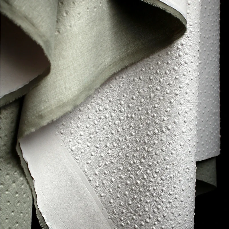 Origin Nordic White Particle Three-dimensional Texture Thick Fabric Artificial Leather PU Outerwear Bag Clothing Designer Fabric