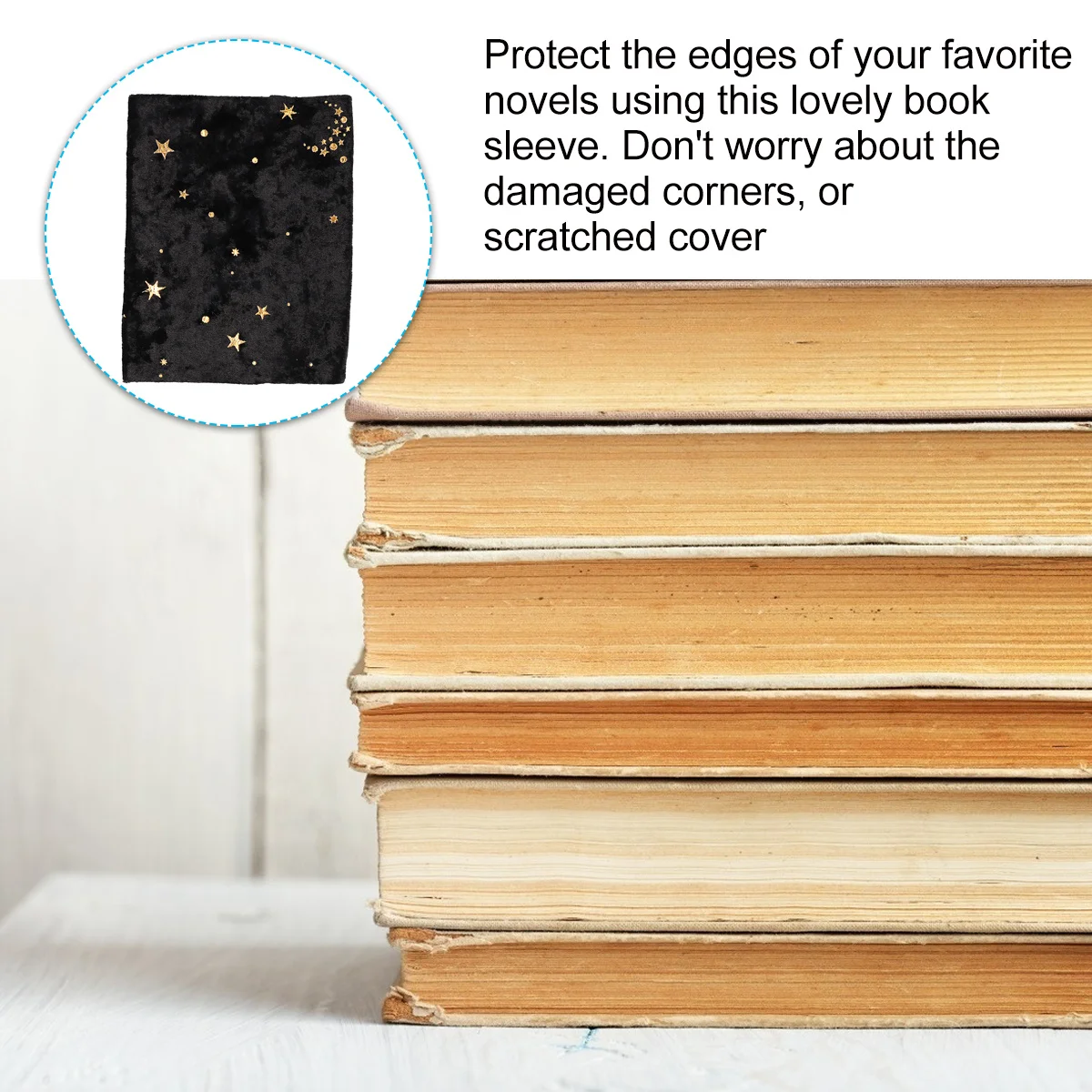 Reusable Gold Stamping Book Cover with Sky Pattern Protective Cover for Books Scratch Resistant Cloth Book Sleeve