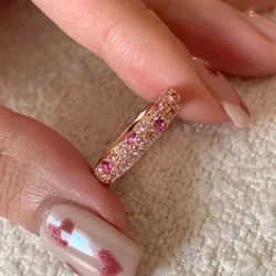 925 Sterling Silver Open Finger Ring Elegant Rose Pink Shining Dazzling Stackable For Women Jewelry Gift Dropship Wholesale