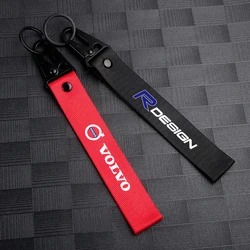 1pcs ABS Nylon Ribbon Car Key Rings Car Badge KeyChain Decor Pendant For Volvo RDESIGN XC90 XC60 XC40 XC70 XC80 S60 S80 V40 V60