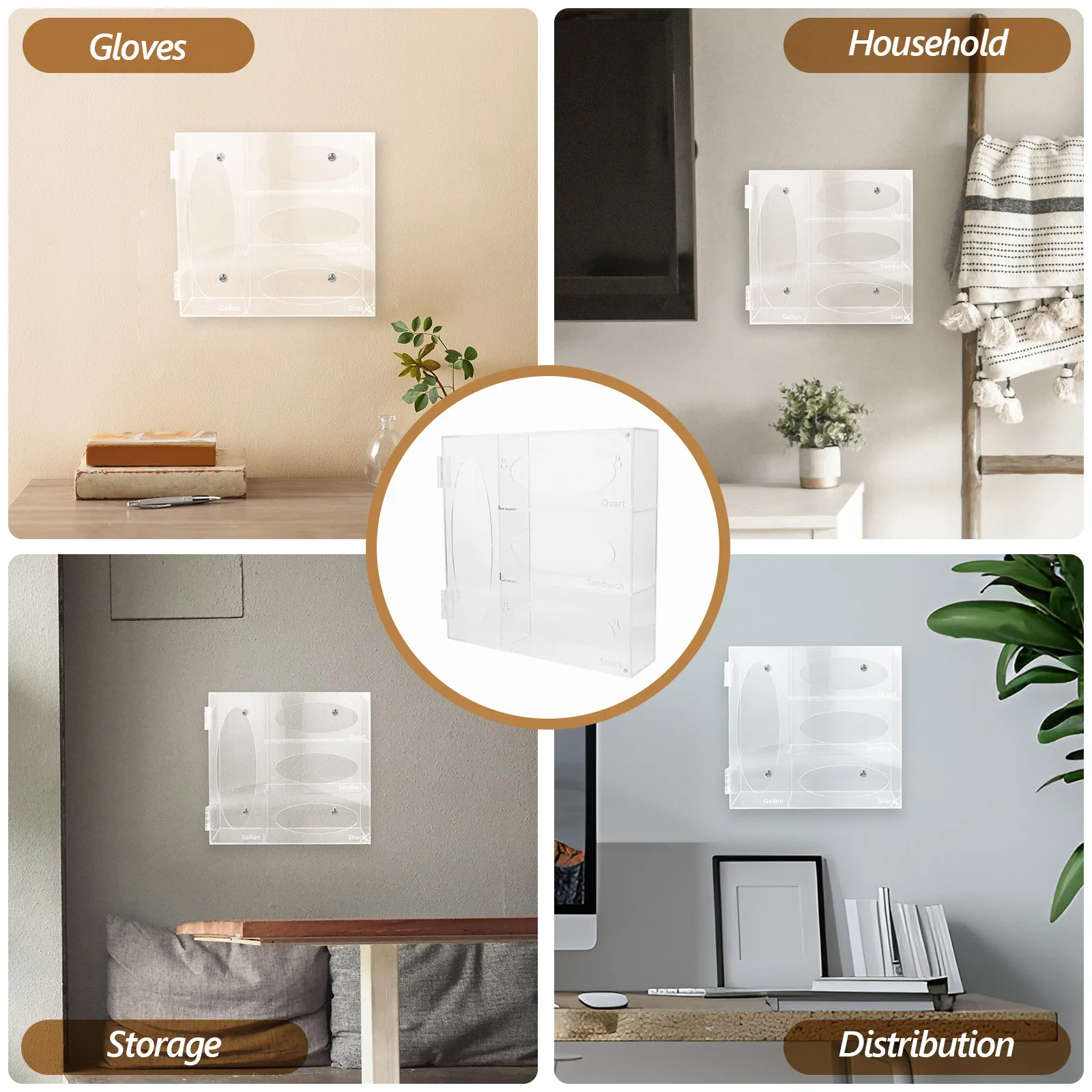 1Set Acrylic Wall Mount Mask Glove Holder Organizer Storage Dispenser Laboratory Tool Box
