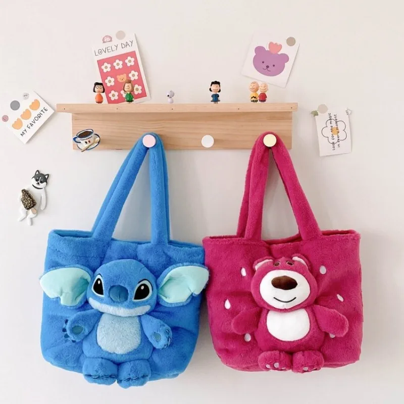 Disney New Lilo & Stitch Plush Toys Kawaii Plush Messenger Bag Girl Handbag Anime Stuffed Toys Children Cartoon Plushie Soft Bag