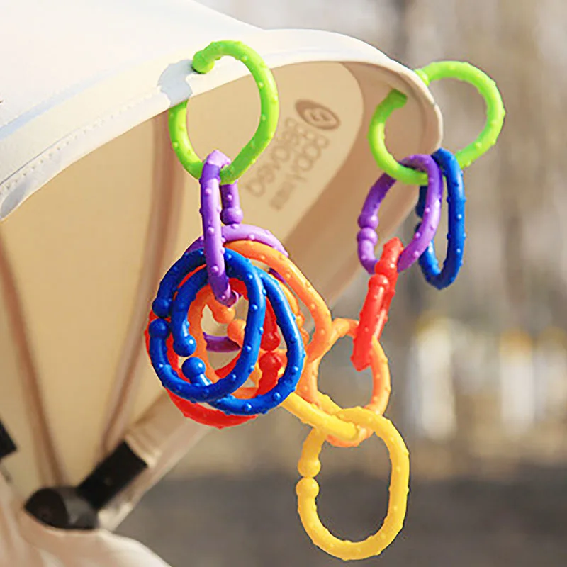 10/24Pcs/lot Baby Teether Toys Baby Rattle Colorful Rainbow Rings Crib Bed Stroller Hanging Decoration Educational Toys For Kids