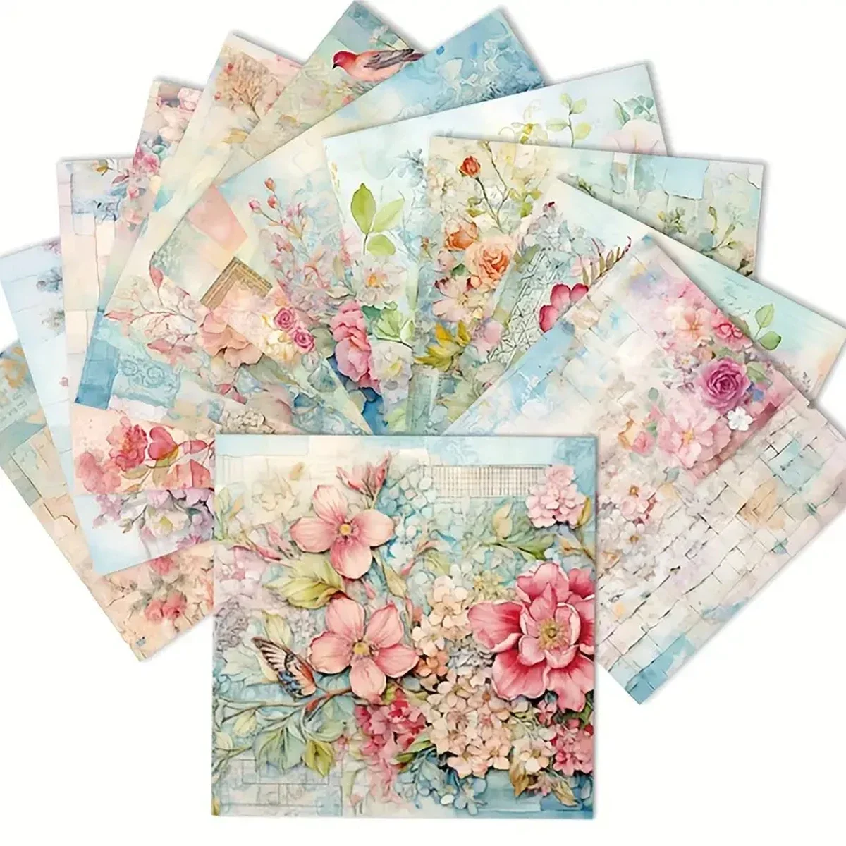 

24 Pcs Handbook Material Paper Multicolor Flower Collection Handbook Collage Diy Scrapbooking Sticker Label Craft Supplies