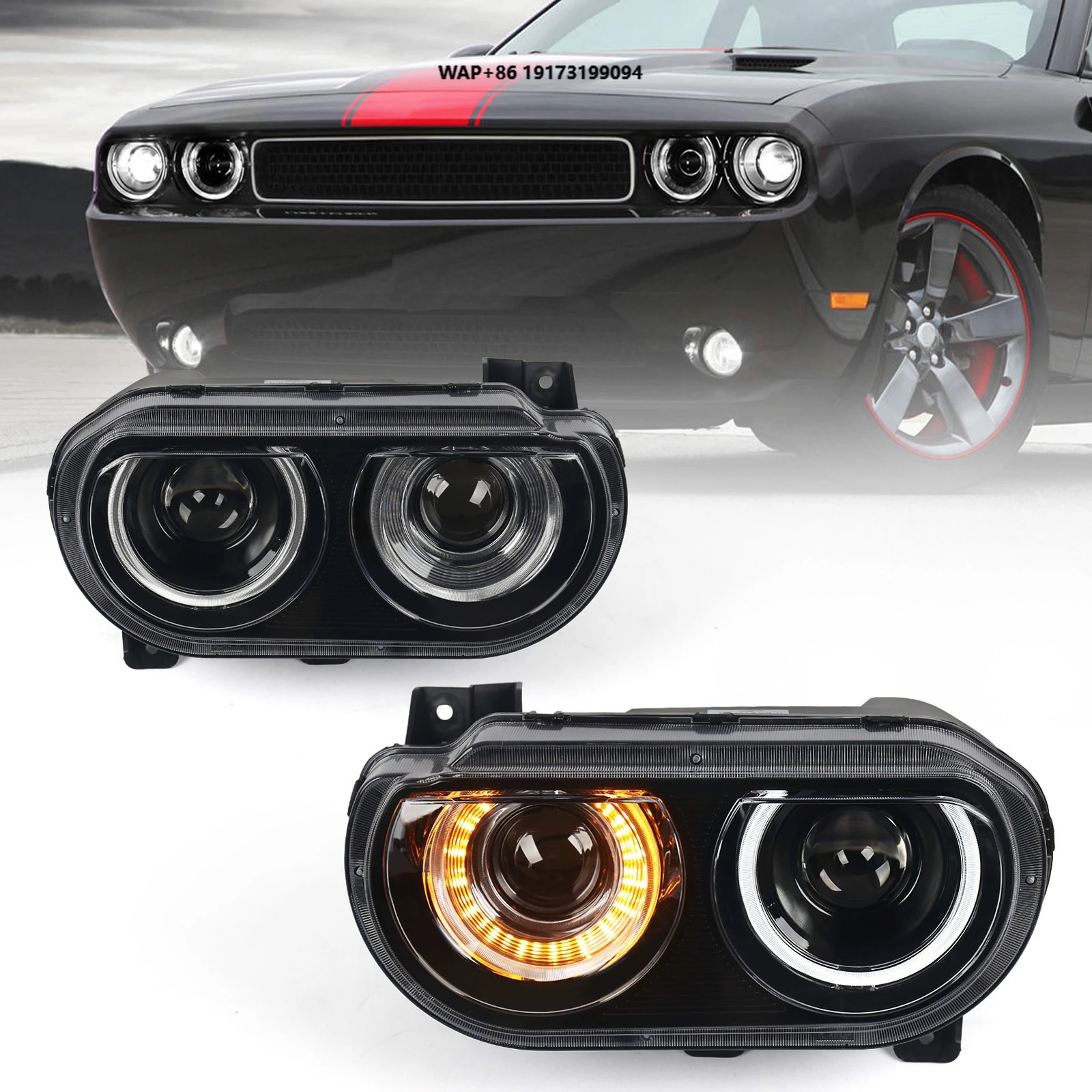 

Retrofit and Upgrade Headlights Black Headlight Assembly for 09-14 Dodge Challenger R/T SE SXT Plus XM25S6 Best Headlight