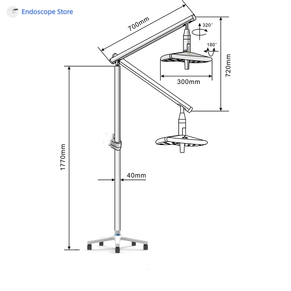 High Brightness Medical Surgical Veterinary Examination Shadowless LED Move Wheeled Lamp Light 36W 60W Touch Switch