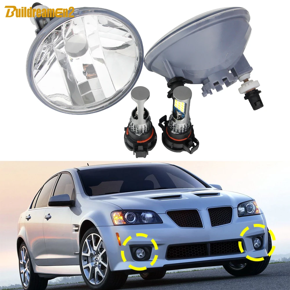 1 Pair Car Front Bumper Fog Light Lampshade + PSX24W LED Lamp 2400LM 12V For Pontiac G8 2008 2009