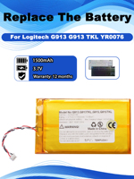 3.7V 1500mAh Keyboard Battery For Logitech G913 G913TKL G915 915TKL Mechanical Keyboard Alternative AHB355085PCT-02 YR0076