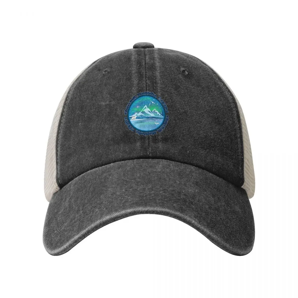 Churchill Manitoba Canada Northern Lights (Aurora Borealis) scene - Polar bear and Belugas Baseball Cap Vintage For Man Women's