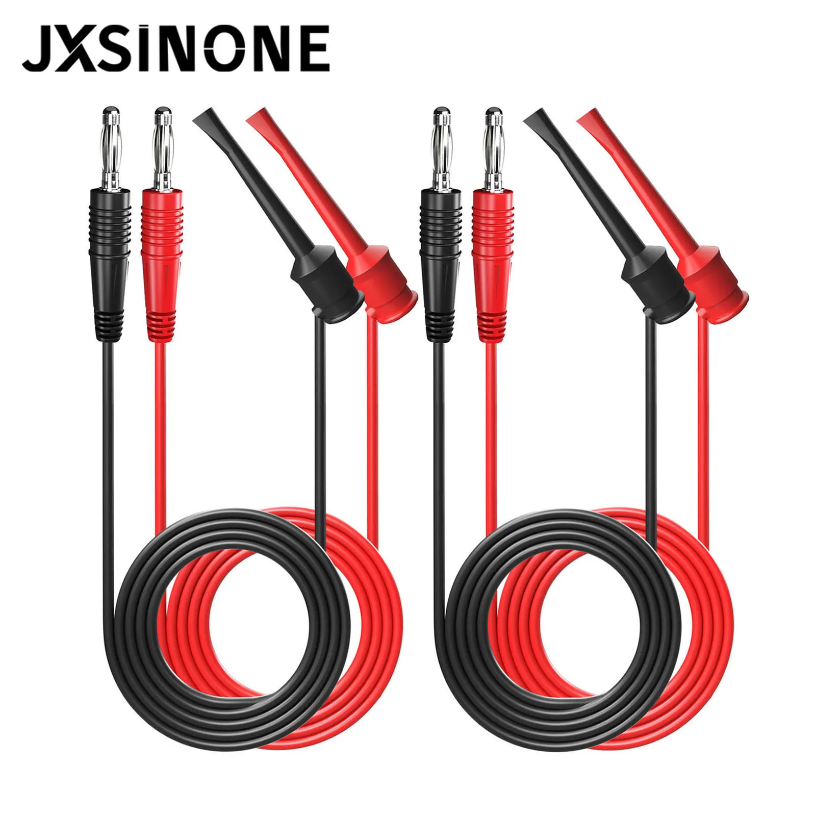 

JXSINONE P1039 4mm Copper Banana Plug to Test Hook Clip Test Leads Mini Grabber Cables 100cm for Multimeter 500V/5A