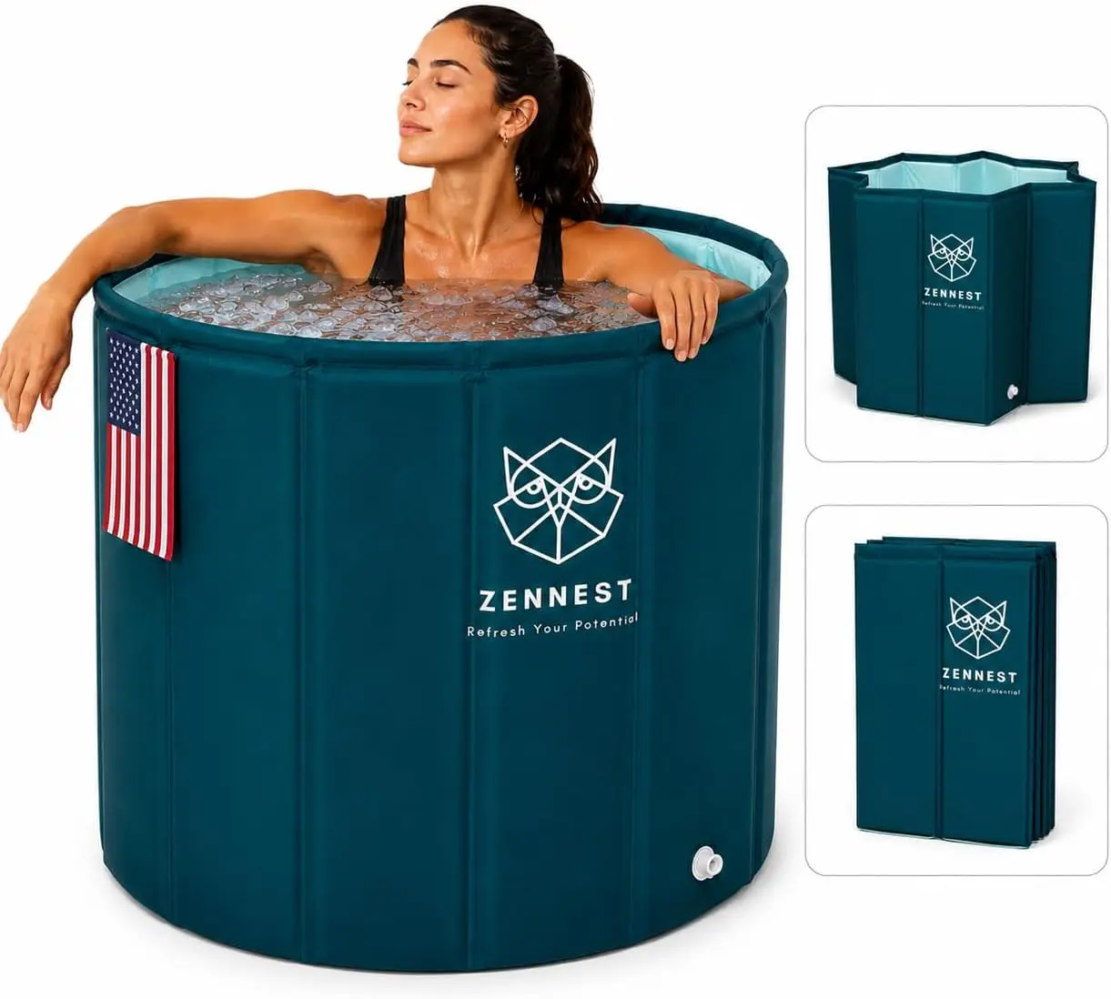 

2-in-1 Hot & Cold Foldable Bathtub for Adults – 105 Gal, 6-Layer Insulated, Space-Saving Design