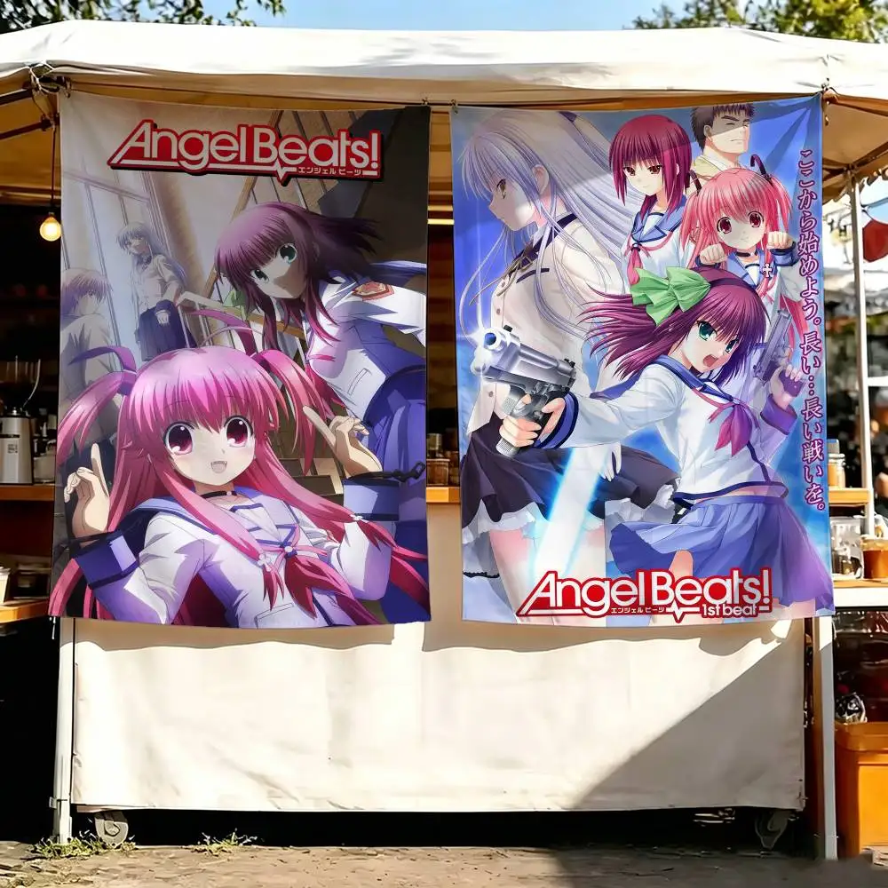 Angel Beats Emotional_Anime Flag Digital Printing Banner for Garage Wall Out Door Decoration