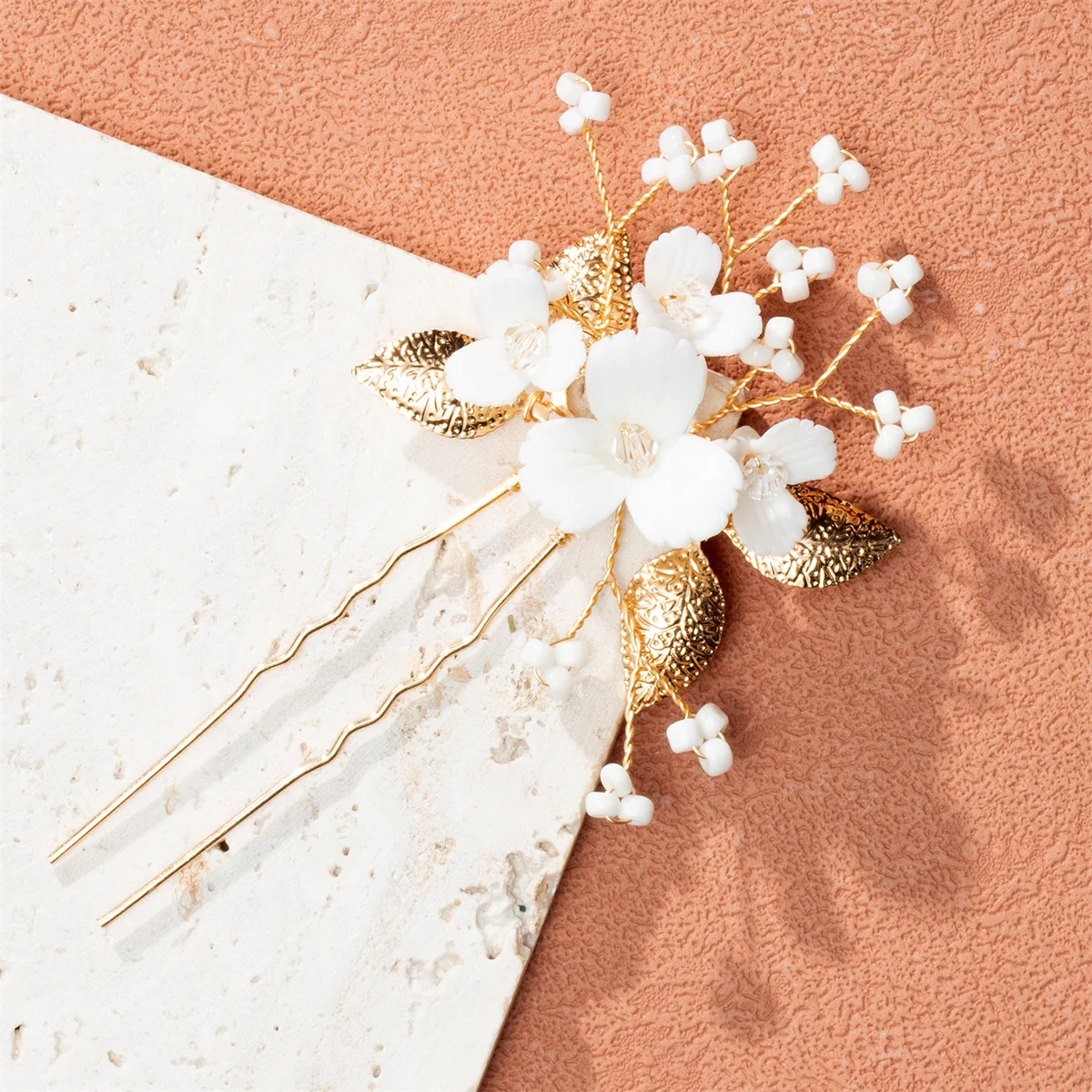 Frauen Blume Haarnadel Stick Hochzeit Braut Kristall Perle Haarnadel U Förmigen Haar Clip Barrettes Haar Zubehör Großhandel – Detail 23