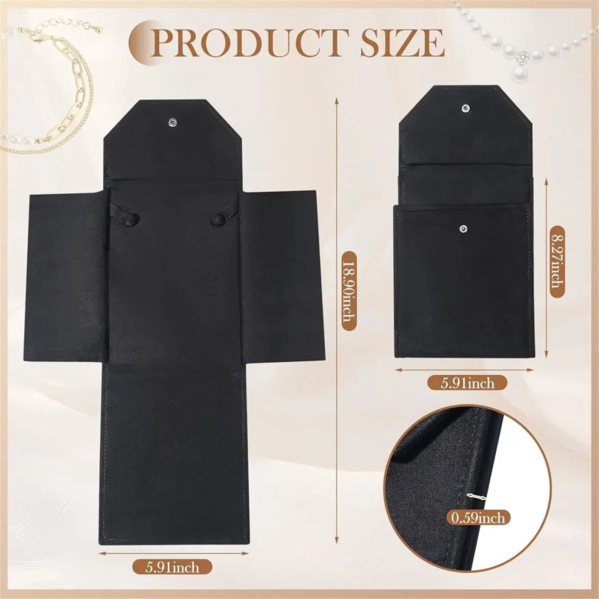 

Новинка 2026: Набор из 6 органайзеров для ювелирных украшений (колье, жемчужные украшения) – дорожный футляр-органайзер для женщин, подарочный мешочек (черный)