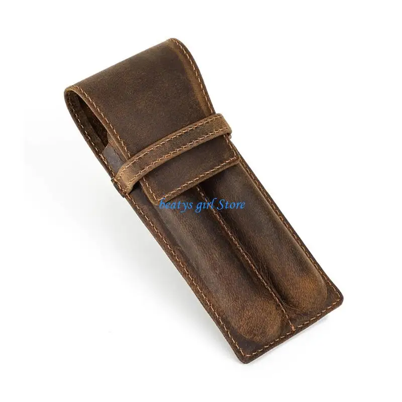 

C7AB Vintaged Leather Pen Sleeve Box 1/2/3 Slot Pen Case Optional For Daily Use School Office Accessories