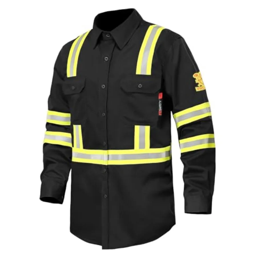 

Мужские огнестойкие рубашки FR 7oz, класс CAT2, для сварки, 100% хлопок, высоковидимые, огнезащитные, черные, 3 шт.