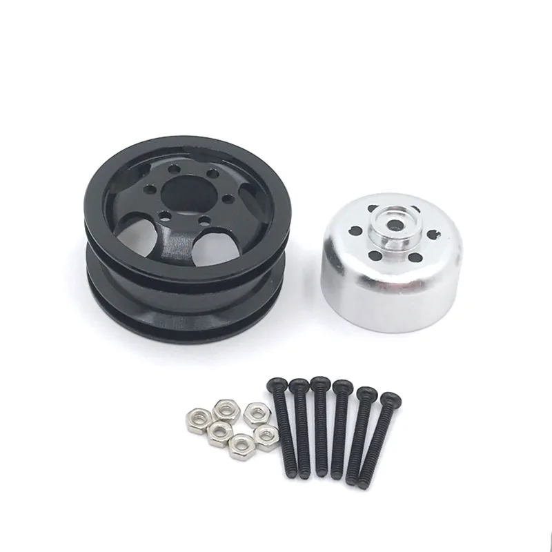 Double Wheel Metal Wheel Rim Hub for WPL B16 B36 JJRC Q63 Q64 6X6 6WD 1/16 RC Truck Car Upgrade Accessories Parts,Black