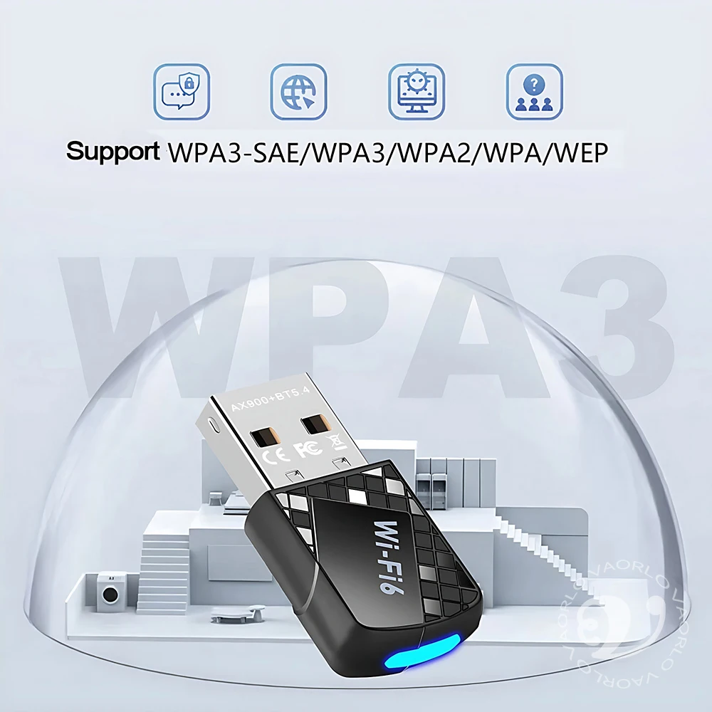 2 IN 1 WIFI6 AX900 USB WiFi Bluetooth 5.4 Wireless Adapter Dual Band 2.4G+5GHz 900Mbps Network Card Receiver Dongle For Win10/11