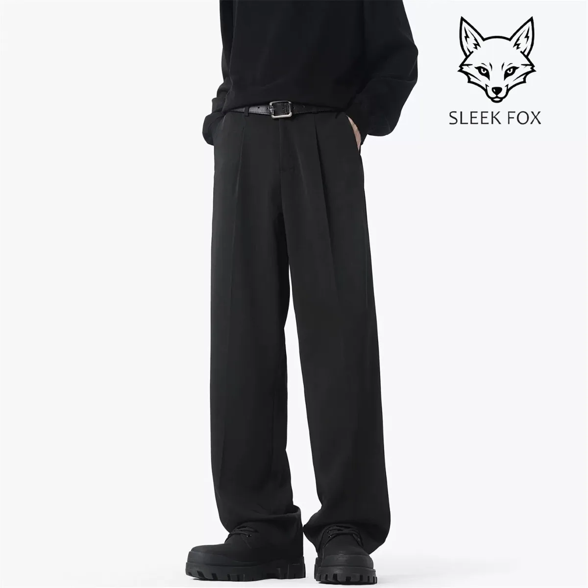 New Men's Loose Straight Leg Black Drapey High End West Pants Autumn Collection Comfortable Polyester Micro Stretch Trousers