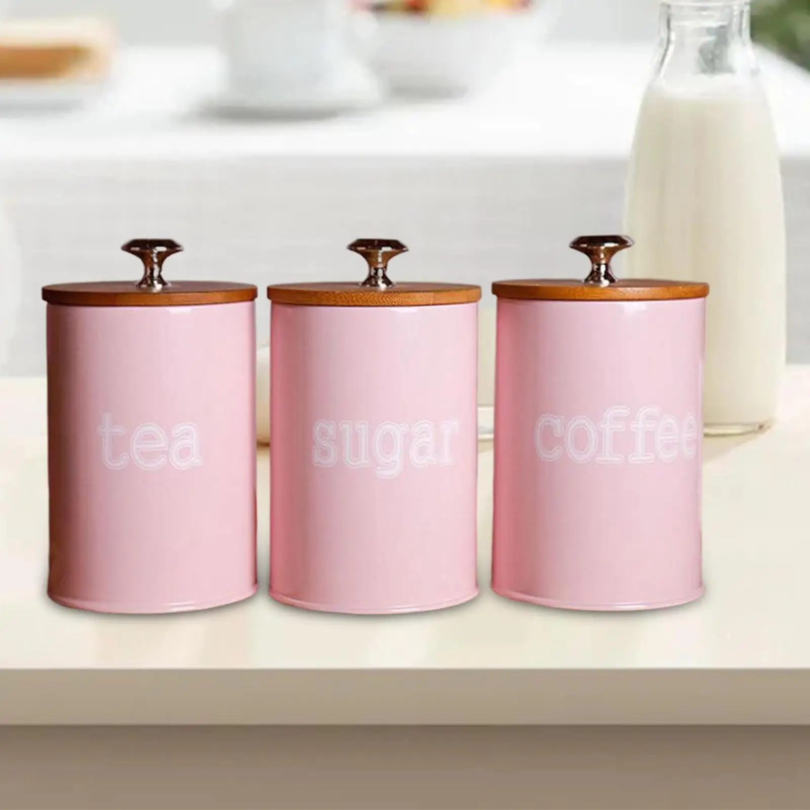 3pcs Kitchen Metal Spice Seasoning Canister Salt Sugar Pepper Container Jar for Tea Sugar Coffee Spice Seasoning Storing Case