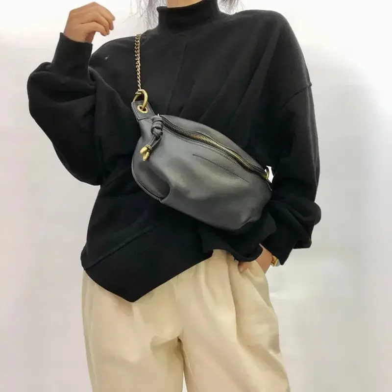

Niche design handmade first-layer cowhide men's and women's crossbody simple shoulder bag