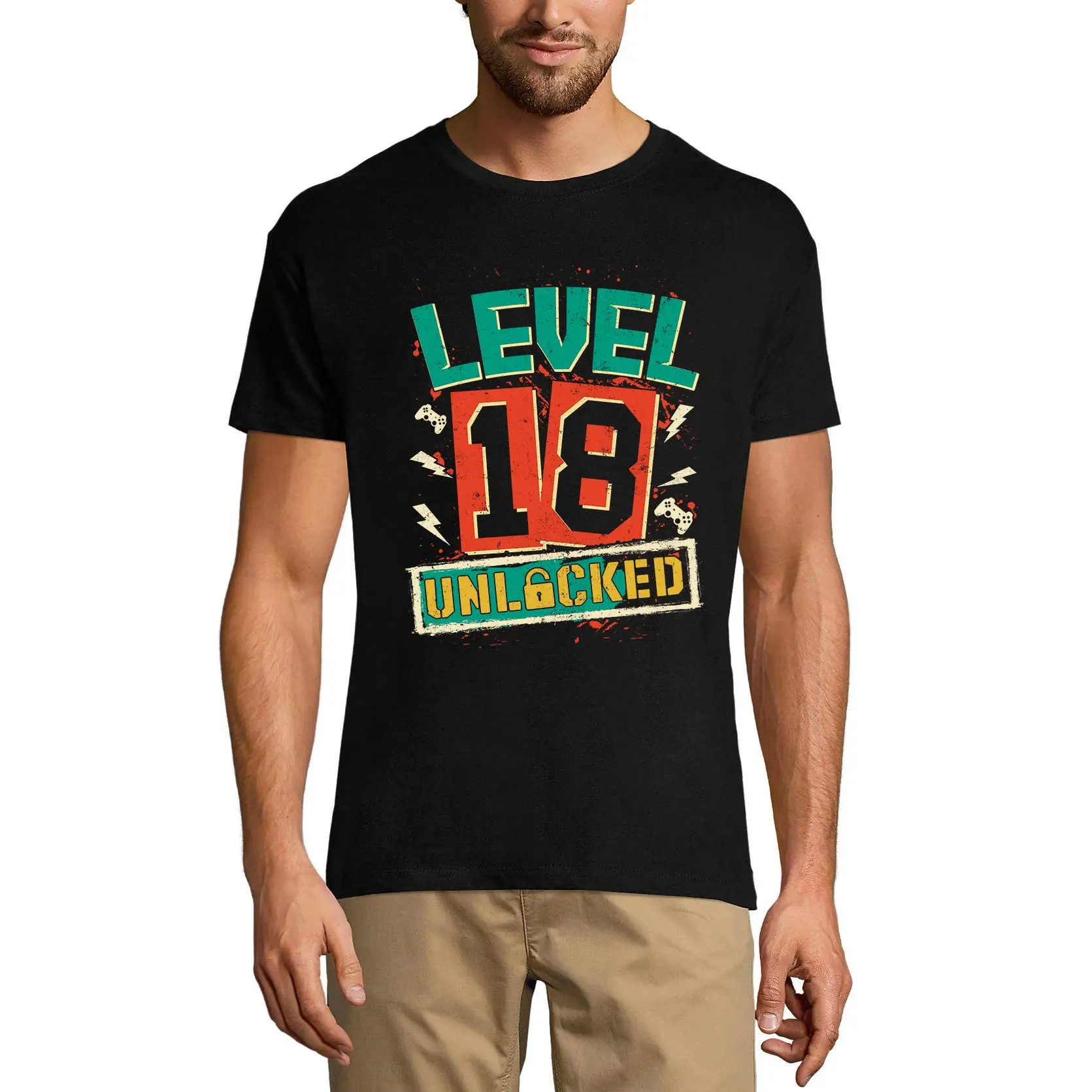 Men's Gaming T-Shirt Level 18 Unlocked - Gamer 18th Birthday Tee Shirt