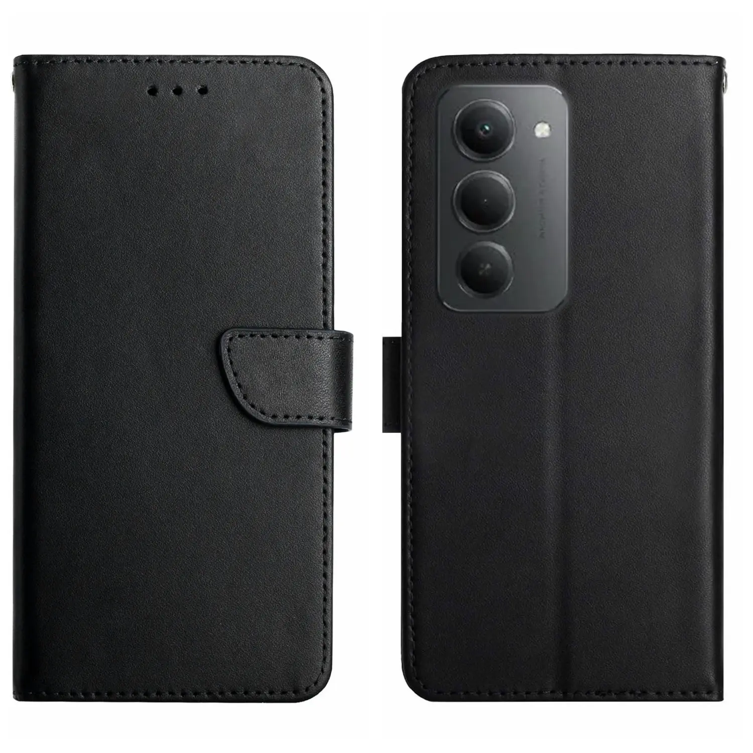 

Для Xiaomi Redmi 15 4G (ЕС) (171 мм) чехол из натуральной коровьей кожи, чехол для телефона с текстурой наппа - черный