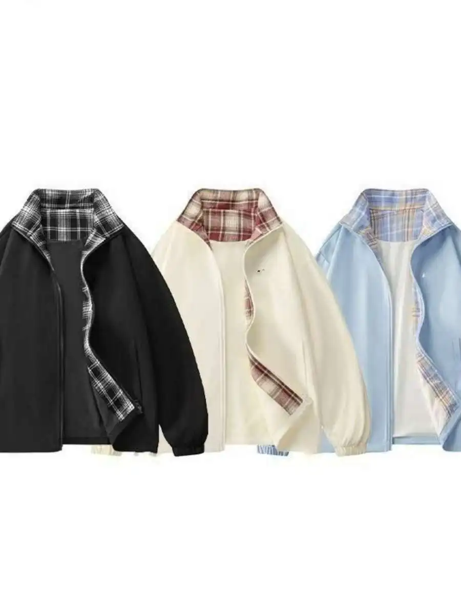 

Casual Retro Plaid Jaet Men's Baseball Sle irt Loose Fit Multi-ket Polyester Spring Outerwear Thin Sve Long