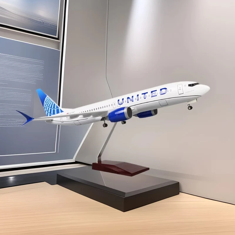 

Модель самолета, масштаб 47 см, 737Max, United Airlines, новый печеночный самолет, игрушечный строительный комплект с шестерней, модель самолета, рабочие огни