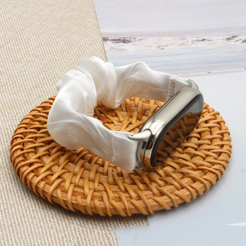 Mi Band 9/10 Watch Wrist Band Scrunchies Bracelet for Xiaomi Smart Band 8/9/10 Strap Dressy Women Cloth Fabric Wristband Elastic view 5