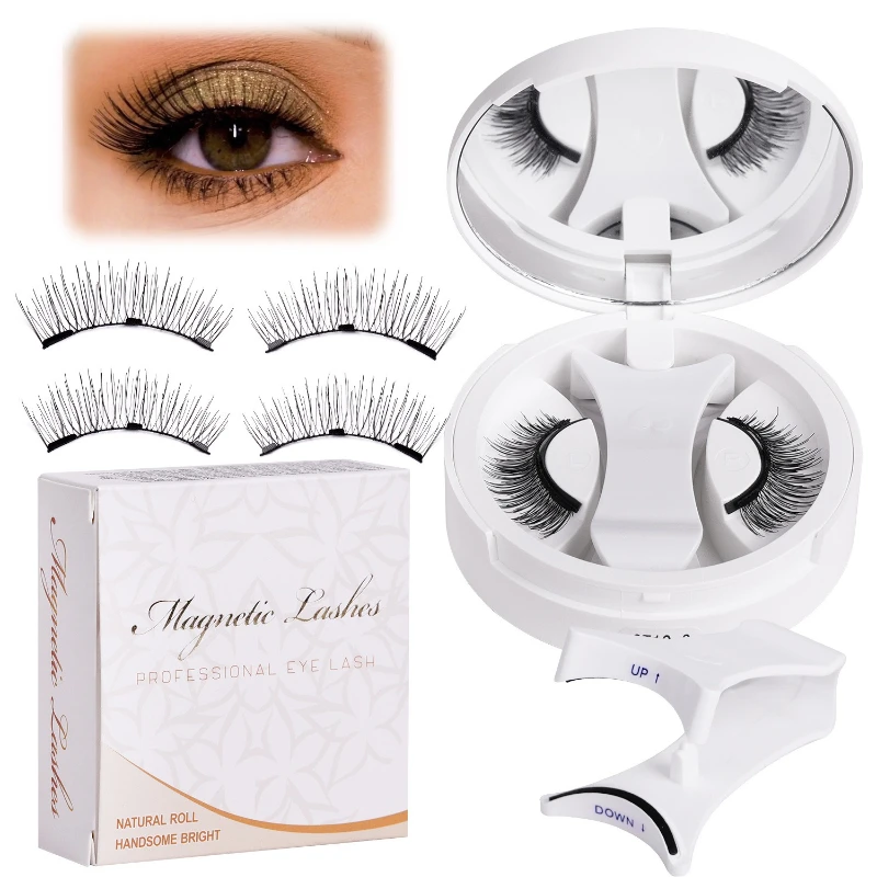 Kit de pestañas magnéticas 3D, juego de pestañas postizas magnéticas naturales reutilizables, rizador Natural, pestañas postizas con pinzas magnéticas