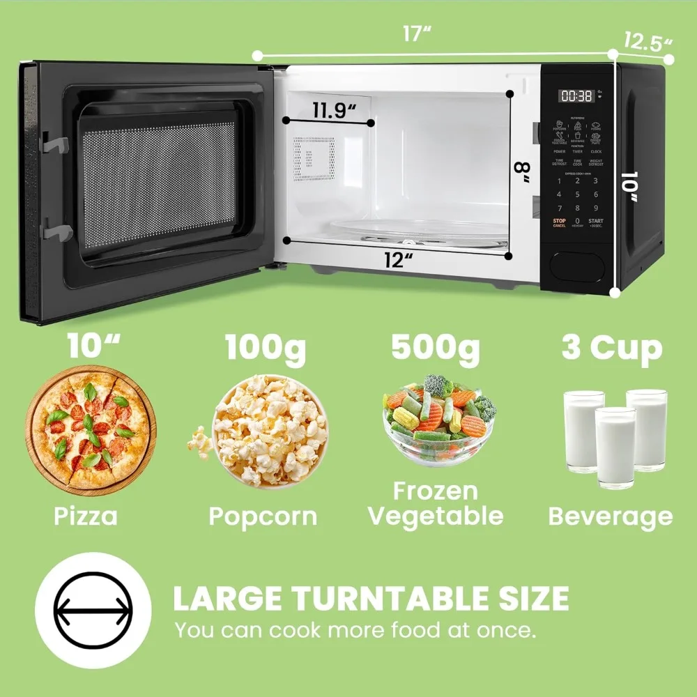 Microwave Retro dengan 11 tingkat daya, memasak banyak tahap cepat, memasak cepat/pencairan waktu, fungsi memori, kunci anak-anak, 700W