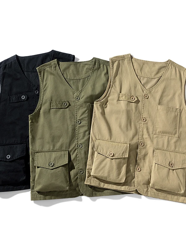 

Summer Svel Vest Men's Trendy Brand Personali Multiple kets Loose Thin Fitn Sport Tank Top Trendy Yellow Linen