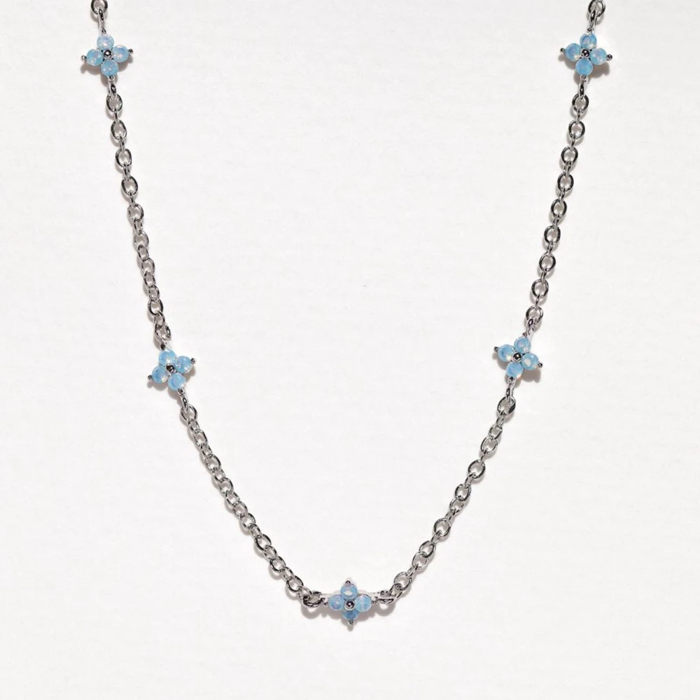 High Quality Tiny Blue Flower Necklace for Women Gold Color Cute Pendant Necklace Trendy Female Birthday Jewelry Bijoux Gift