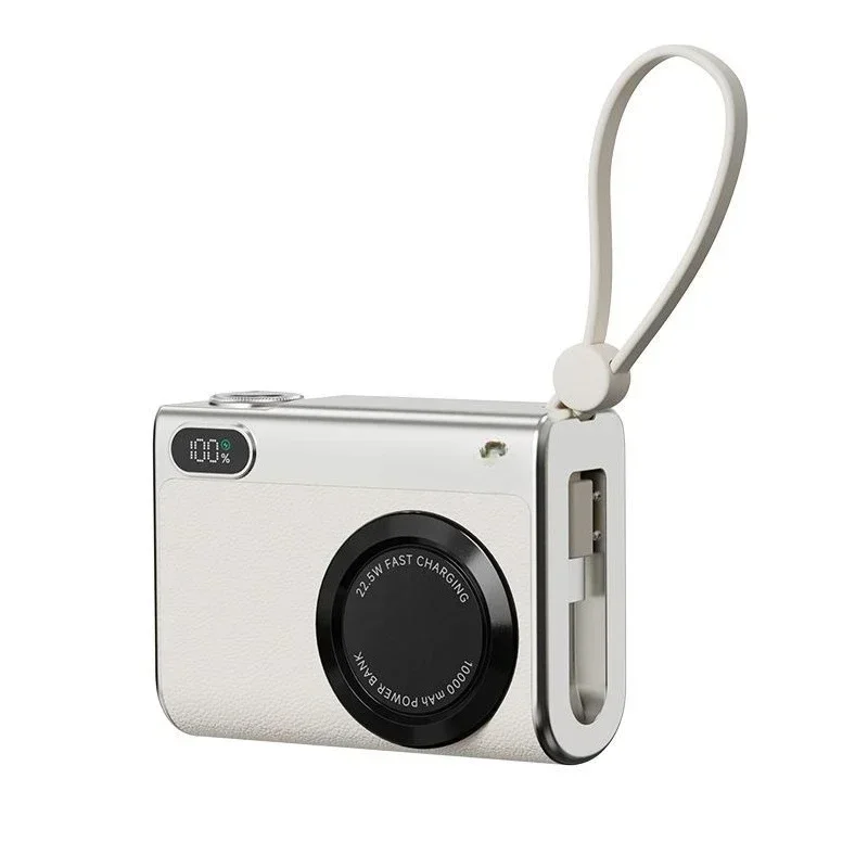Power bank comes with its own cable, fast charging, mini portable large-capacity mobile power supply.
