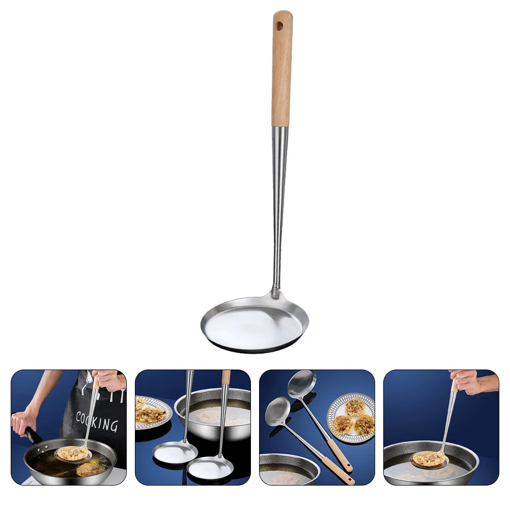 

Fritter Scoop Stainless Steel Non-stick Spoon Frying Mold with Wooden Handle Japanese Snacks