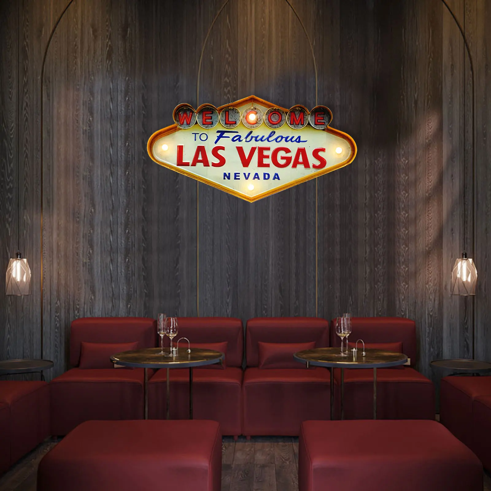 Welcome to Las Vegas Sign Neon Signs Light LED Metal Vintage Neon Sign Neon Lights for Bedroom Restaurant Cafe Bar Pub Hotel