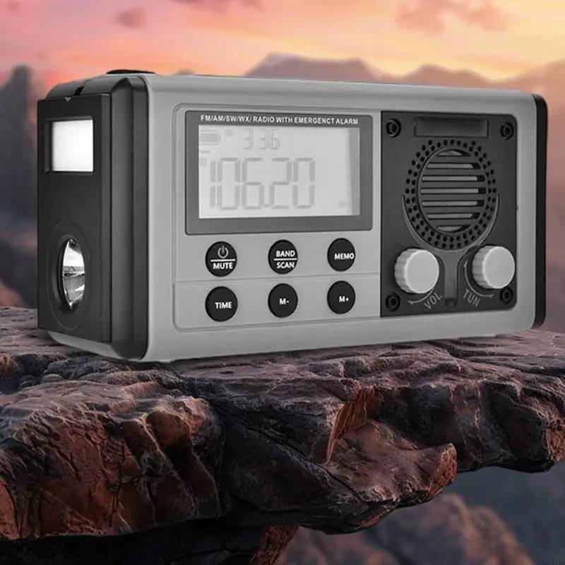 

Многофункциональное ручное радио на солнечной батарее со светодиодной подсветкой, полнодиапазонный прием, IPX6, сигнализация для