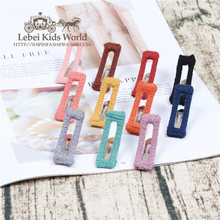 11 PCS Pure hand-wound BB clip children's cute baby square BB clip girl bangs clip broken hair clip does not hurt hair