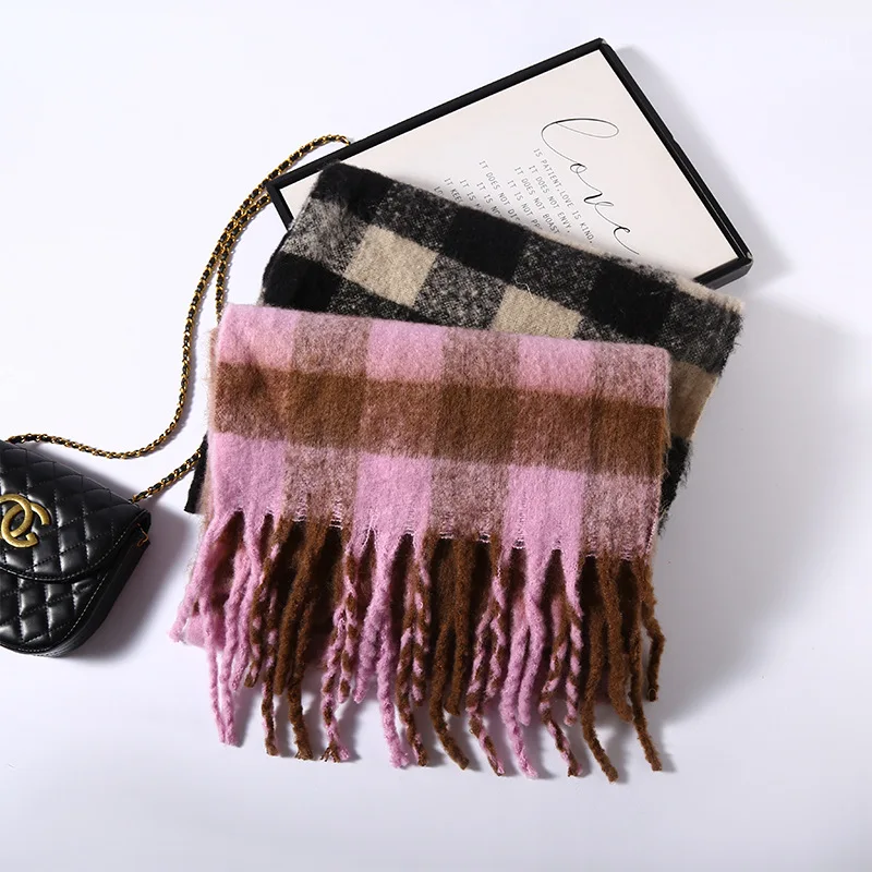 New Warm Knitted Neck Scarf Tassel Couple Women Versatile Autumn and Winter Korean Edition Trend E2811