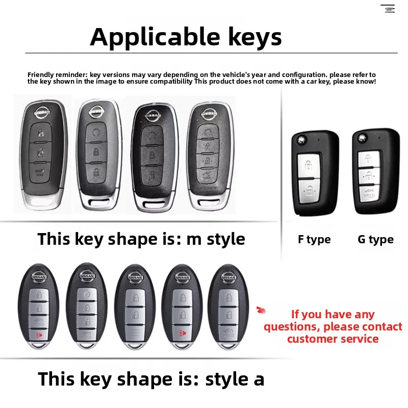 zinc alloy key Prtoect Case holder Cover for Nissan X-trail T33 Kicks Qashqai J12 Juke Teana Altima Ariya 2023 2024 Remote view 5