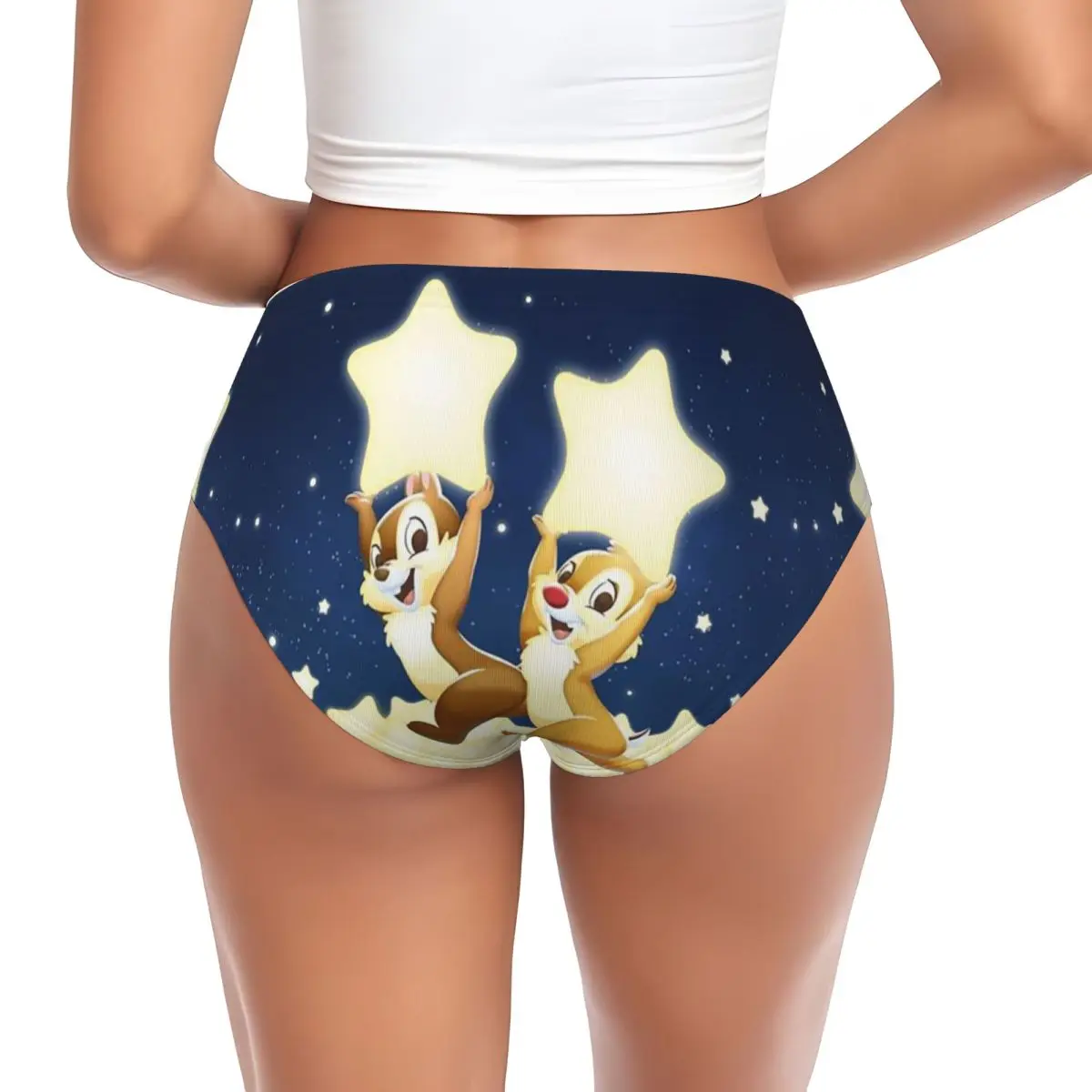 Custom Women Chip Dale Anime Star Panties Stretch Briefs Underwear