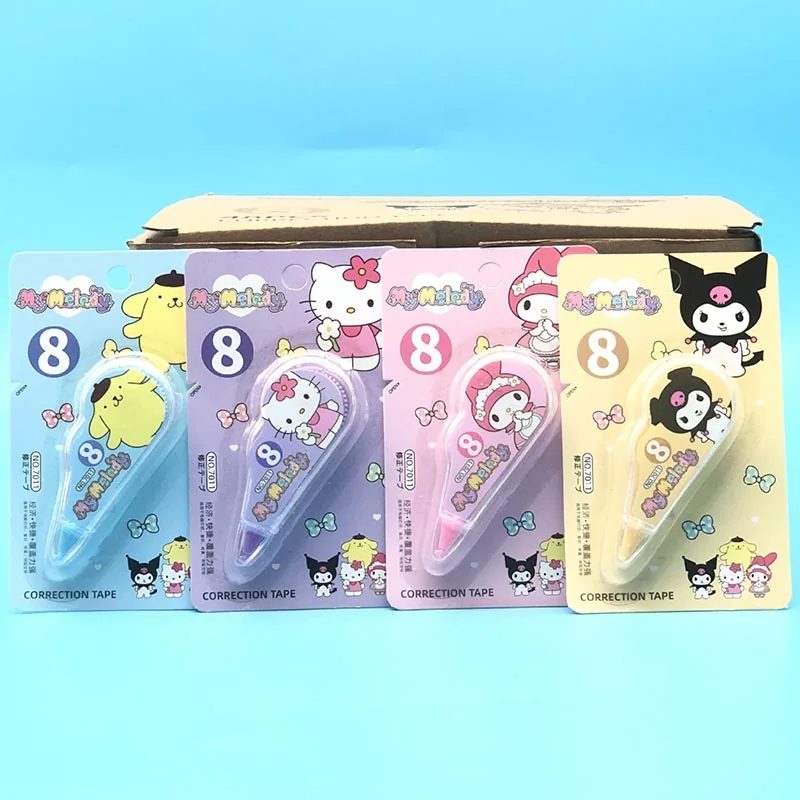 12pcs/lot Sanrio Melody Kuromi Kitty Correction Tape Kawaii Promotional Stationery Gift School Office Supplies