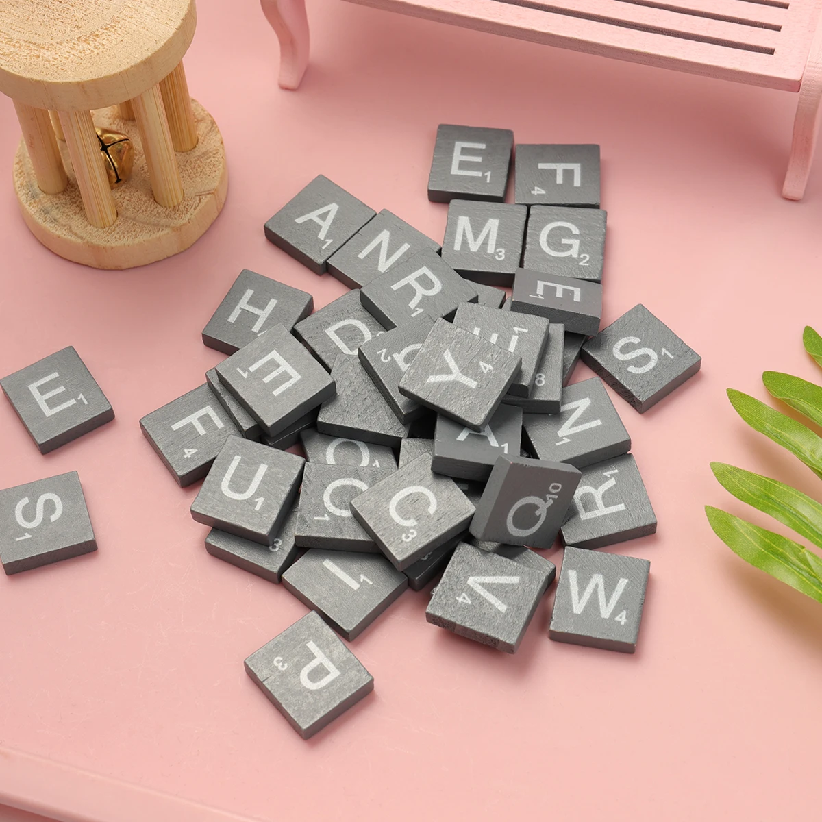 

Alphabet Puzzle Toy Wood Blocks for Crafts Letter Small Wooden Cubes Bamboo Chips Painting Crafting Baby