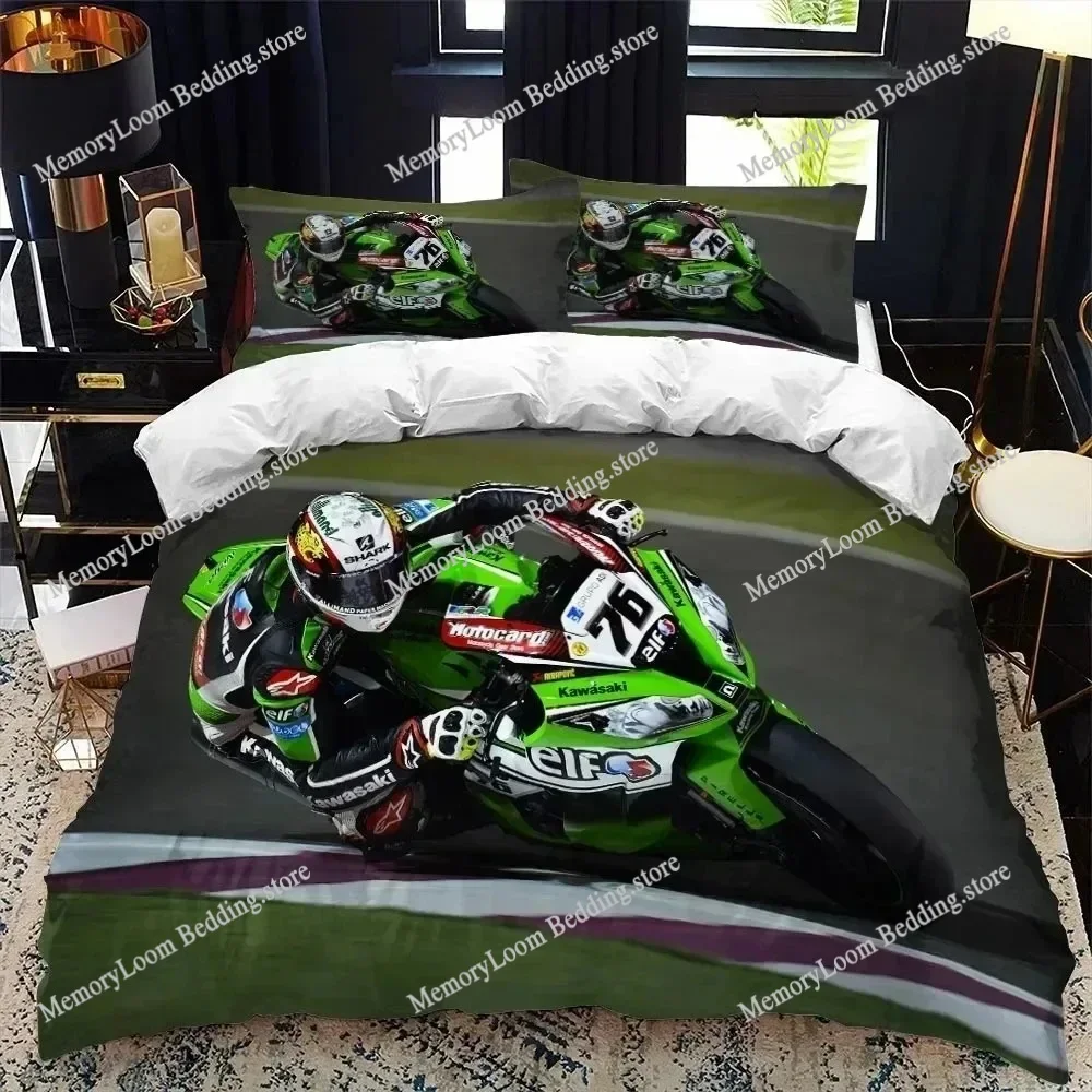 Motorcycle Rider Bedding Set Boys Girls Twin Queen Size Duvet Cover Pillowcase Bed Adult Fashion Home Textileextile